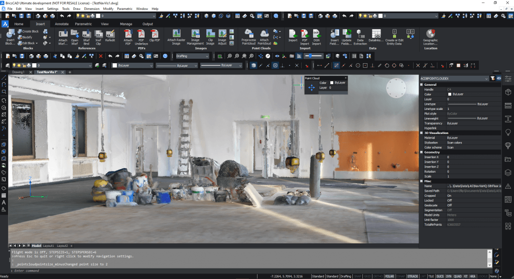 How to use point clouds in BricsCAD V20- Bc20 demoNavVis02-1024x556
