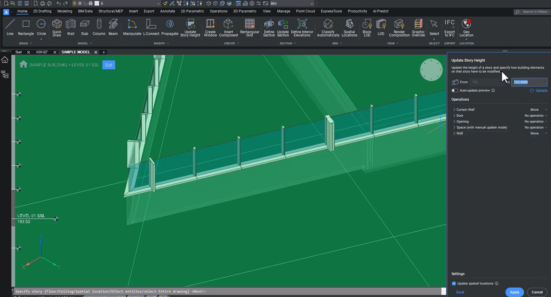 Update Story Height BricsCAD BIM V25.2