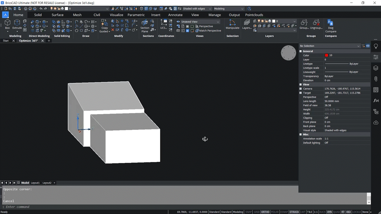How to use OPTIMIZE 3D command in BricsCAD 1,16-1,30