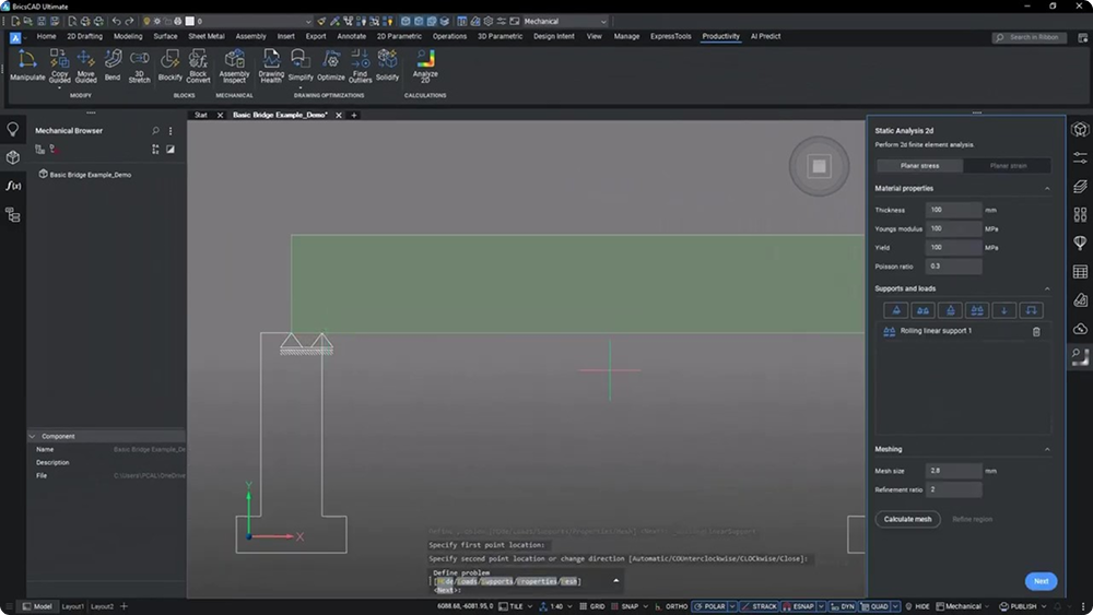 Rolling supports BricsCAD Mechanical