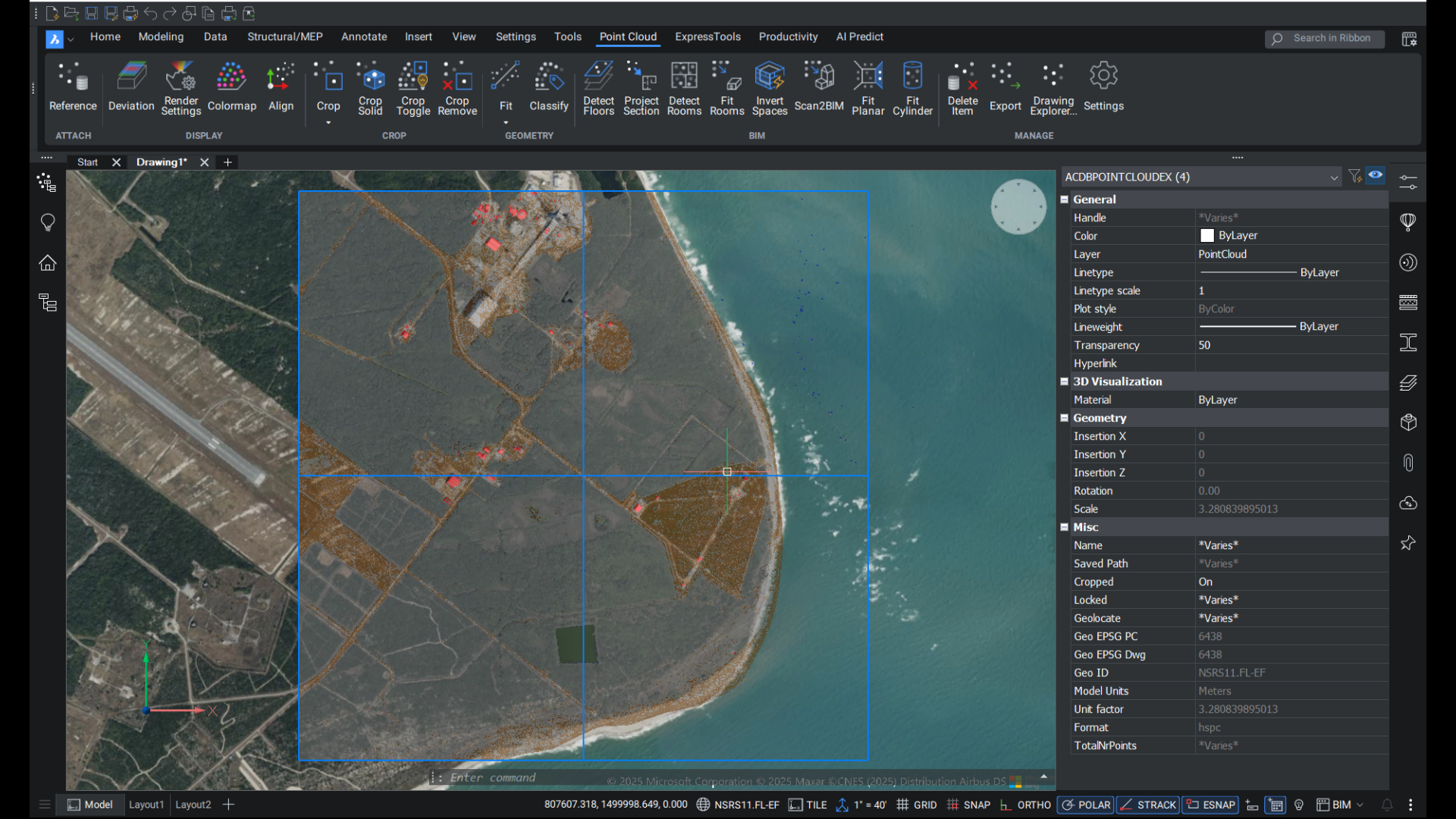 V25.2 Point Clouds - Georeferenced Point Cloud BricsCAD
