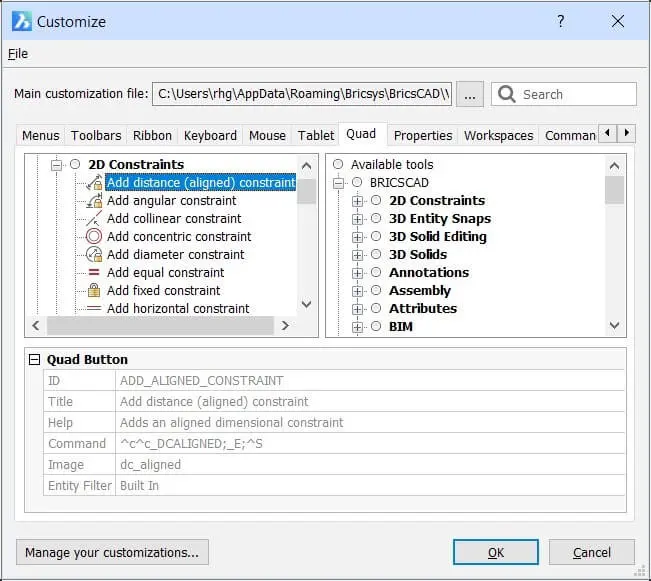 Absolutely Everything You Need to Know About The Quad - Customizing BricsCAD<sup>®</sup> - 13- 15-2