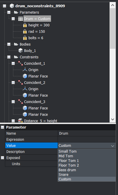 Make a Drum Kit With Parametric Modeling- dt 1.2