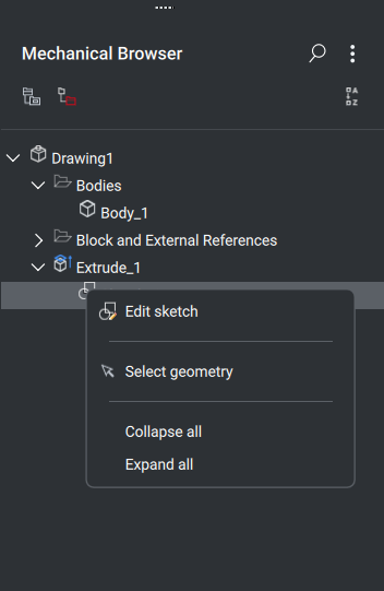 Sketch Based Features Edit BricsCAD V23