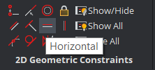 Use 2D Constraints and Parameters to Create a Bracket- horizontal constraints