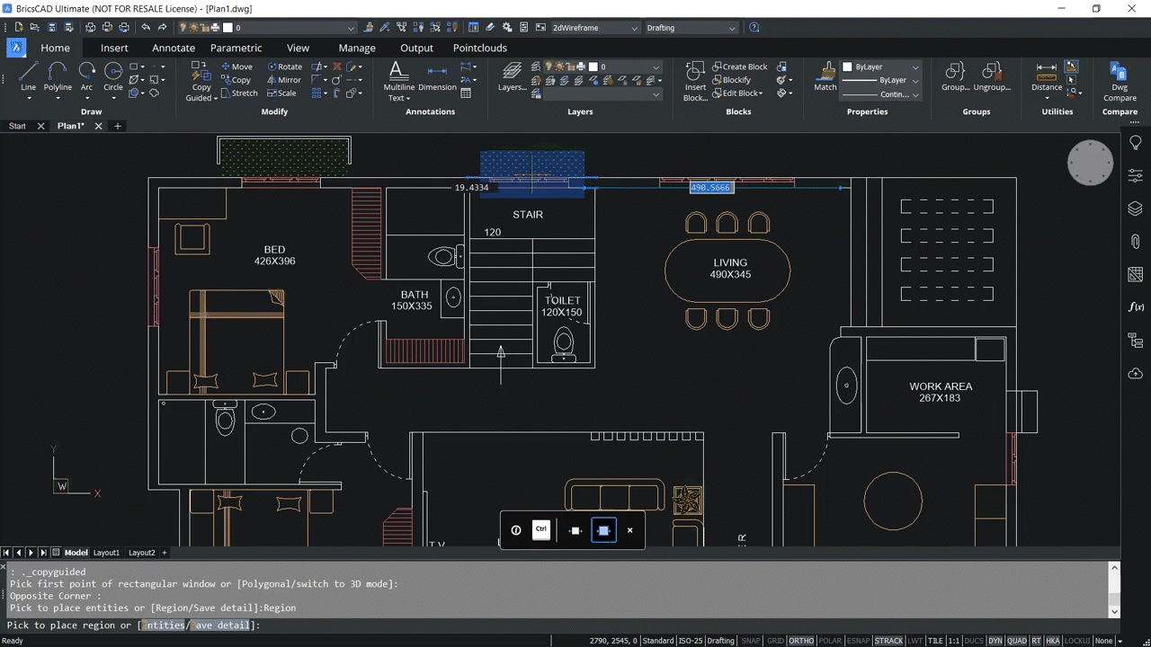 How to use CopyGuided and Moveguided commands in BricsCAD 3.52-3.56