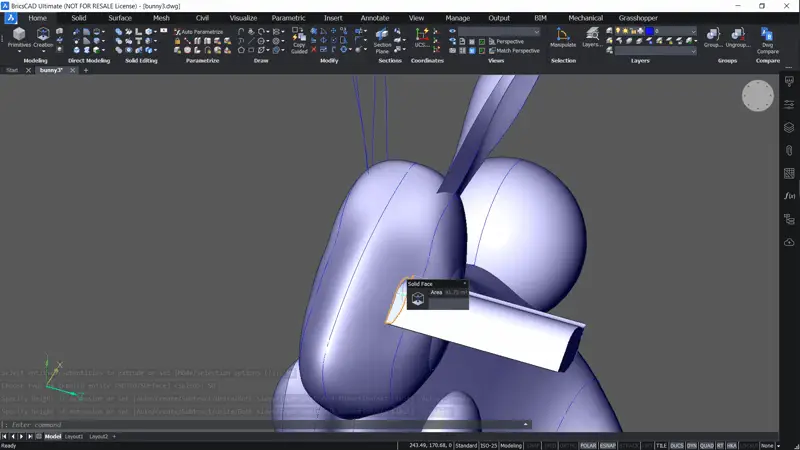 Use Complex, Curved Solids to Draw a 3D, Easter Bunny- manipulate eye 2