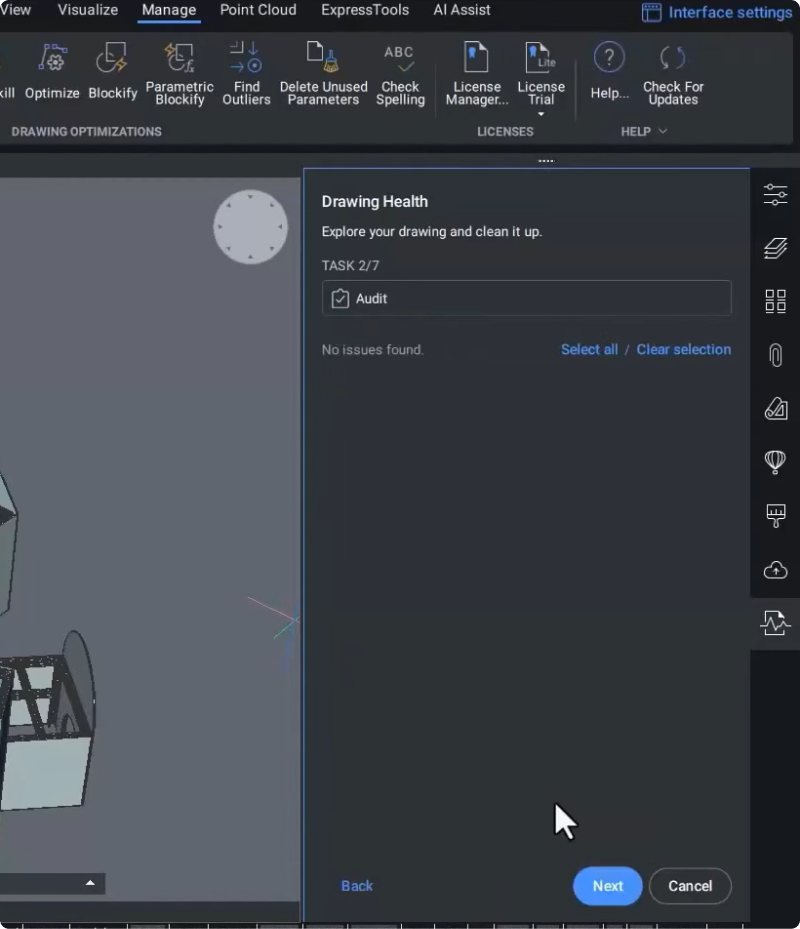 Commande AUDIT pour la 3D dans BricsCAD