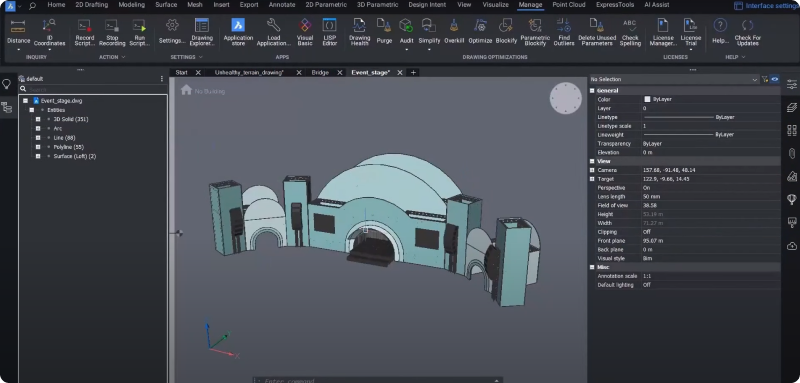 BricsCAD 中的 3D 模型 - 活動舞台