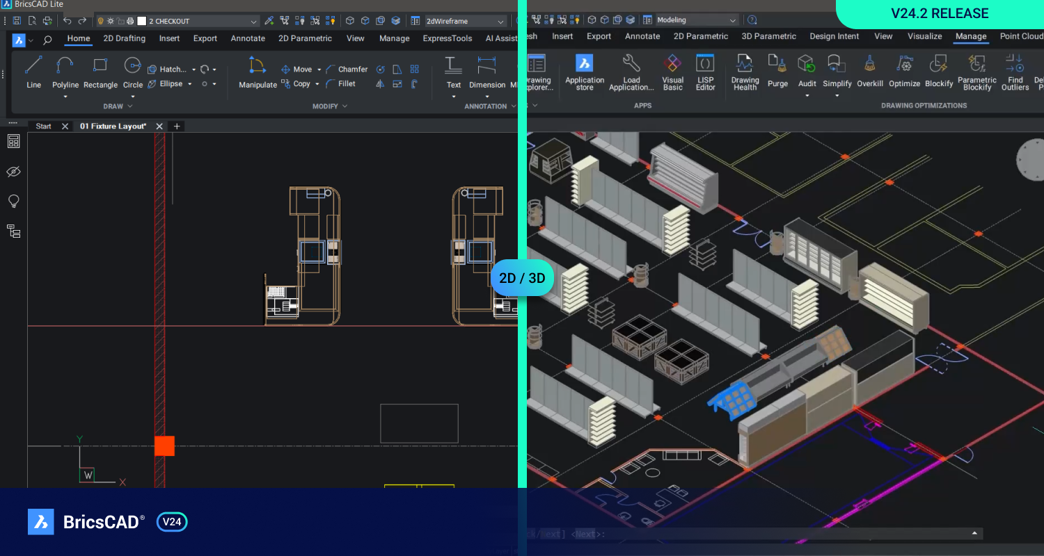 BricsCAD v24.2 Hero vaizdas su logotipu 1500x800