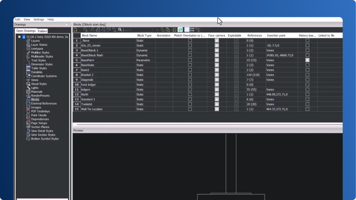 Drawing Explorer block search