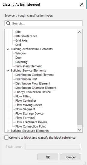 IFC in BricsCAD<sup>®</sup> BIM- classify menue