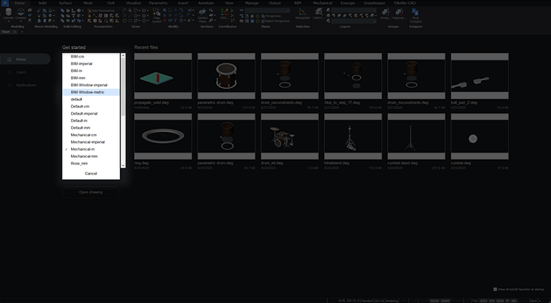 How to Change Units In BricsCAD- template-options