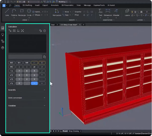 Calcul rapide dans BricsCAD