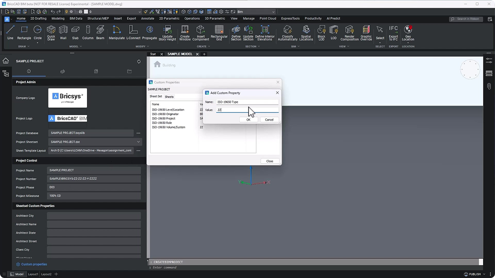 Project details BIM Browser BricsCAD BIM