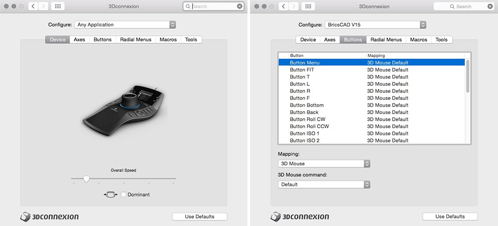 Mouse, Double-click & Tablet Buttons - Customizing BricsCAD® - P12- 3d mouse settings