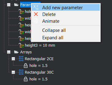 Use 2D Constraints and Parameters to Create a Bracket- b7 add new parameters