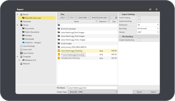 Export from Leica Infinity - Visual Export from Leica Infinity - Visual