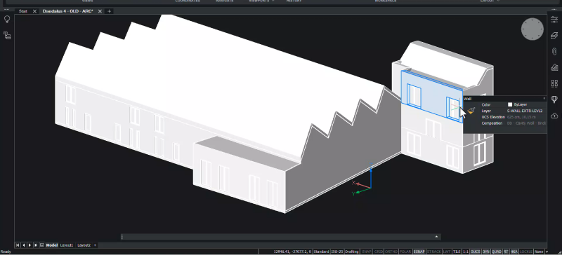 회색 음영처리된 BricsCAD 비주얼 스타일