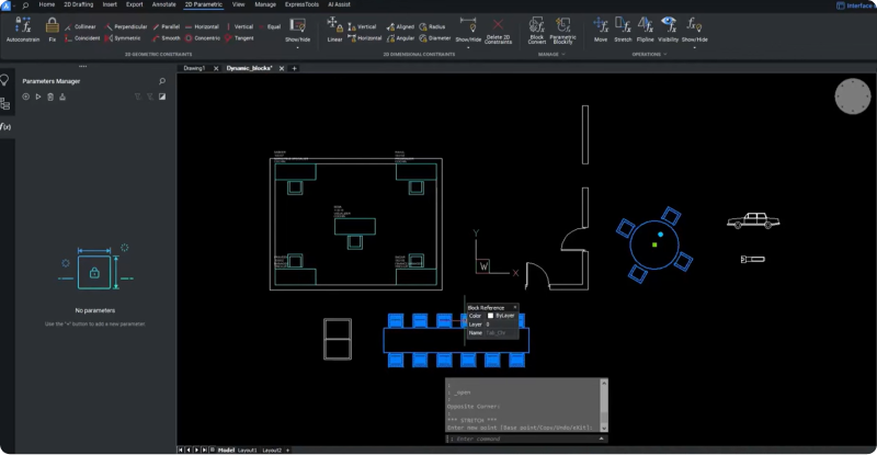 Bloques dinámicos bricscad mesa 2d