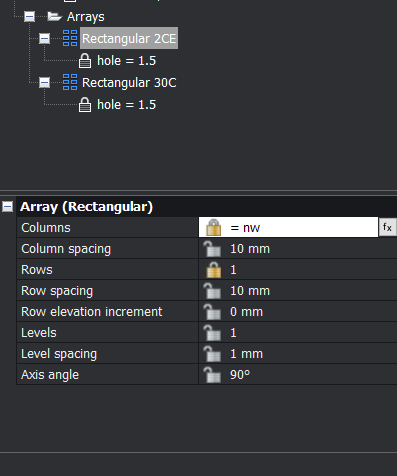 Use 2D Constraints and Parameters to Create a Bracket- array edit