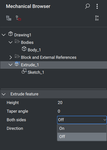 Sketch Based Features Edit Solid in BricsCAD V23