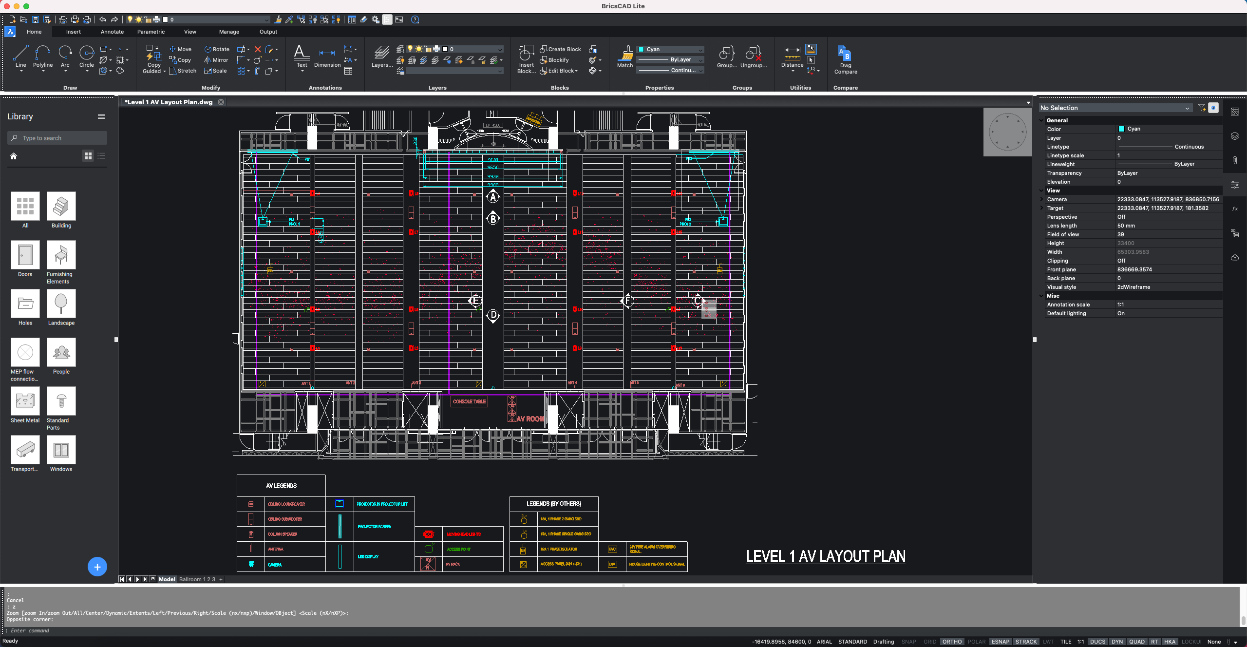 AV Layout Plan on 2D CAD