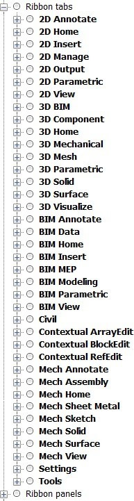 Customize the Ribbon Tabs and Panels -long
