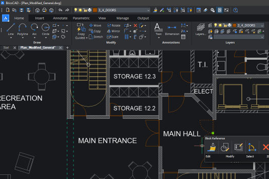 2D CAD floorplan in CAD interface 2D CAD floorplan in CAD interface