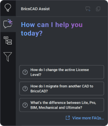 BricsCAD UI - BricsCAD Assist panel (BL) BricsCAD UI - BricsCAD Assist panel (BL)