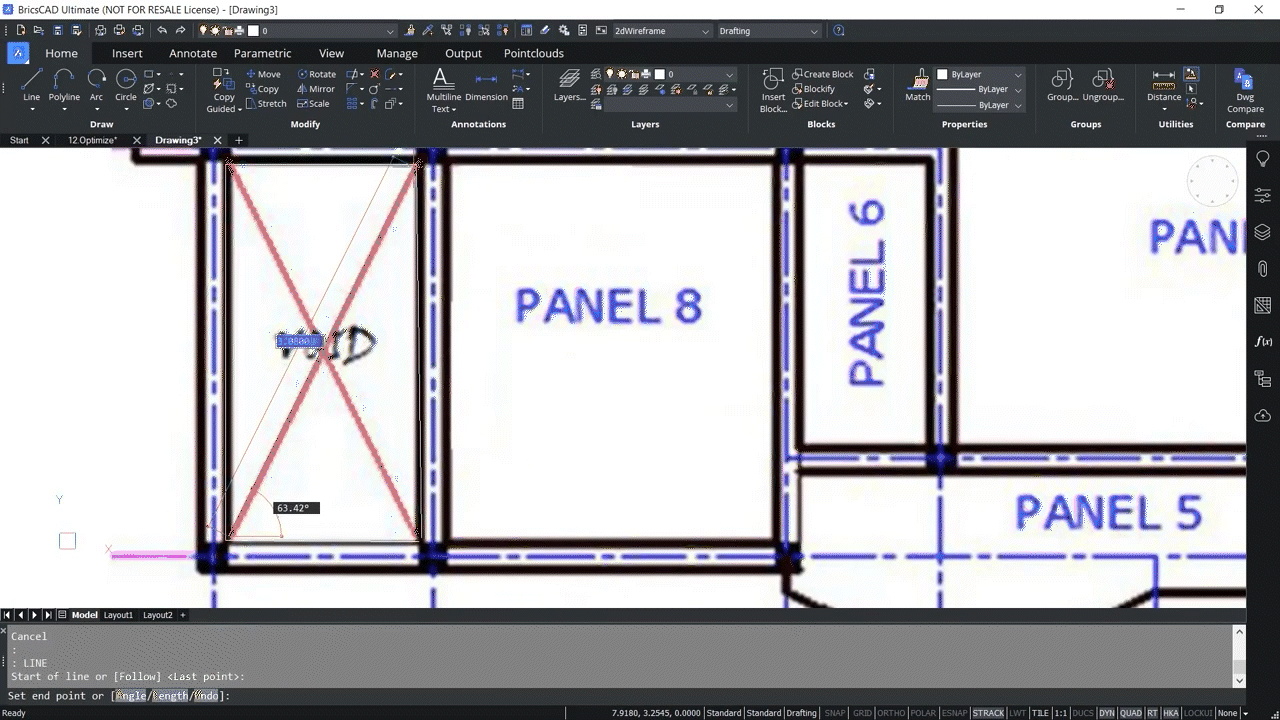 How to use OPTIMIZE 2D command in BricsCAD 1,30-1,33