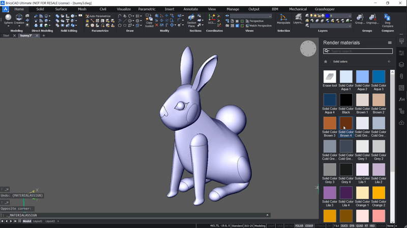 Use Complex, Curved Solids to Draw a 3D, Easter Bunny- materials