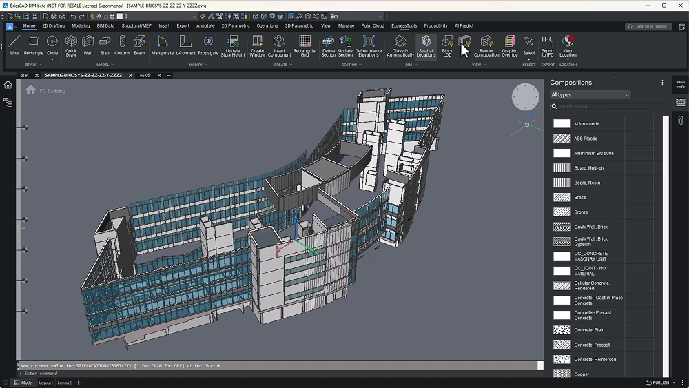 compositions panel BricsCAD BIM