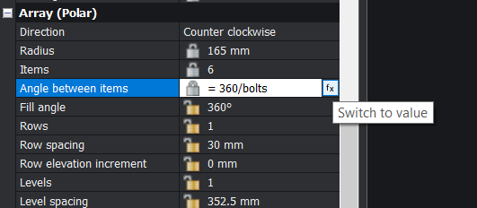 Make a Drum Kit With Parametric Modeling- array values