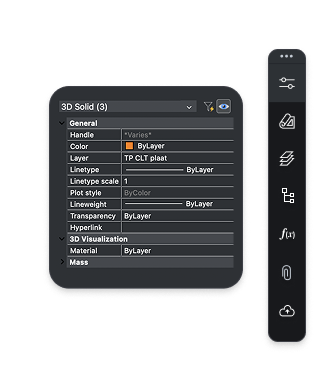 BricsCAD UI elements panel BricsCAD UI elements panel