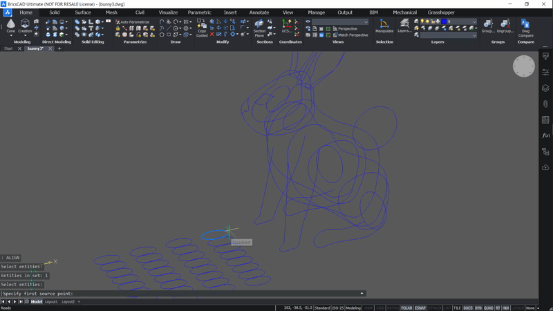 Use Complex, Curved Solids to Draw a 3D, Easter Bunny- align