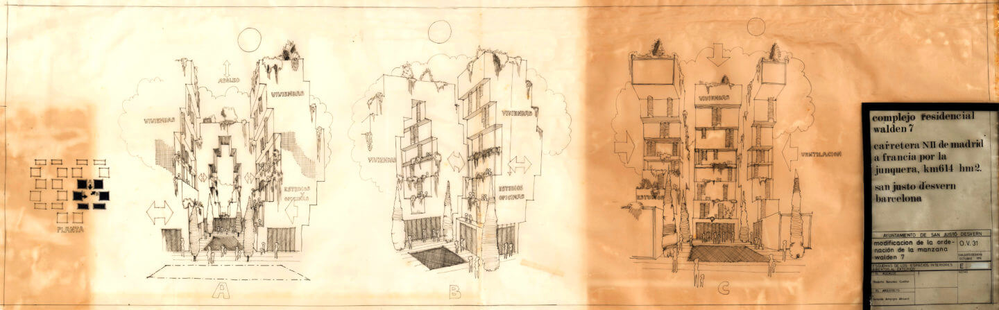 Walden-7- ricardo bofill taller arquitectura walden sant just desvern barcelona spain sketch 12-1440x447