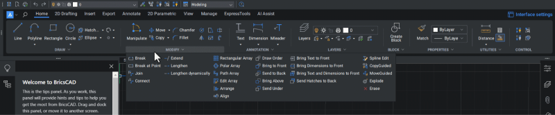 BricsCAD V24 Neue Multifunktionsleiste