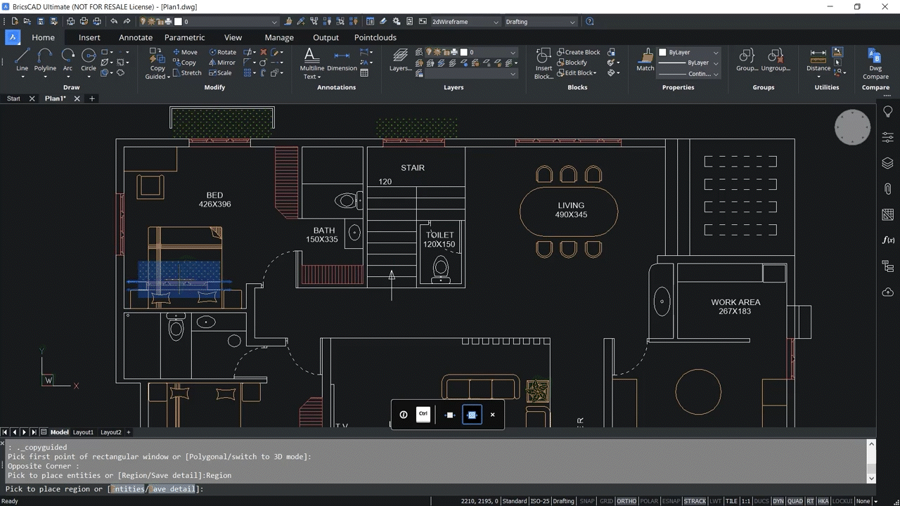How to use CopyGuided and Moveguided commands in BricsCAD 4.05-4.07