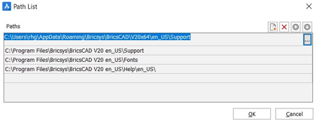 Changing the Environment - Customizing BricsCAD<sup>®</sup> -adding removing paths-e1579623450441