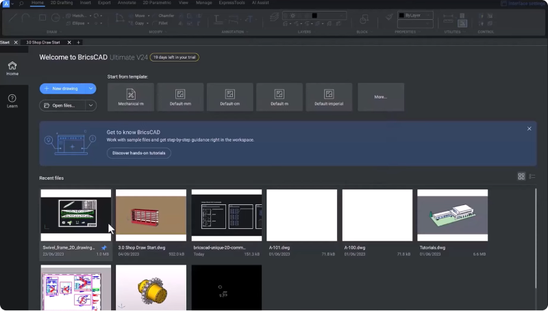 BricsCAD V24 Startseite