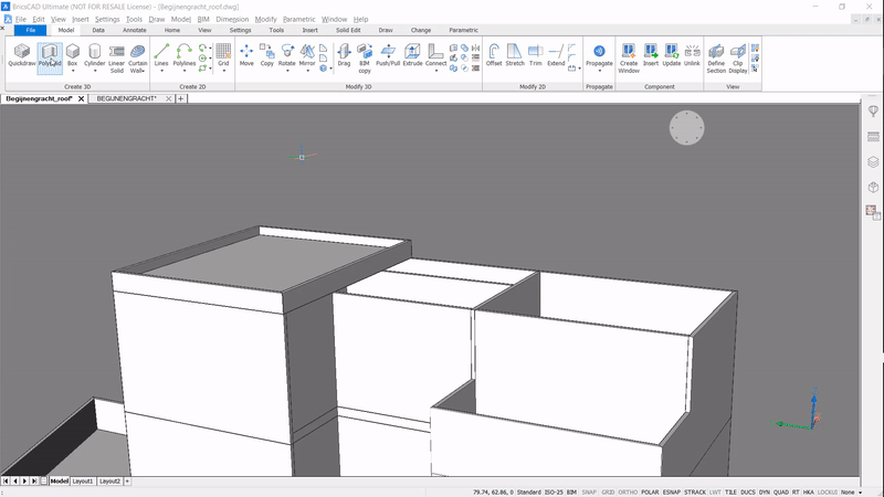 2D, 3D, BIM - 9 The House P2 - The Roof- 9 polysolid