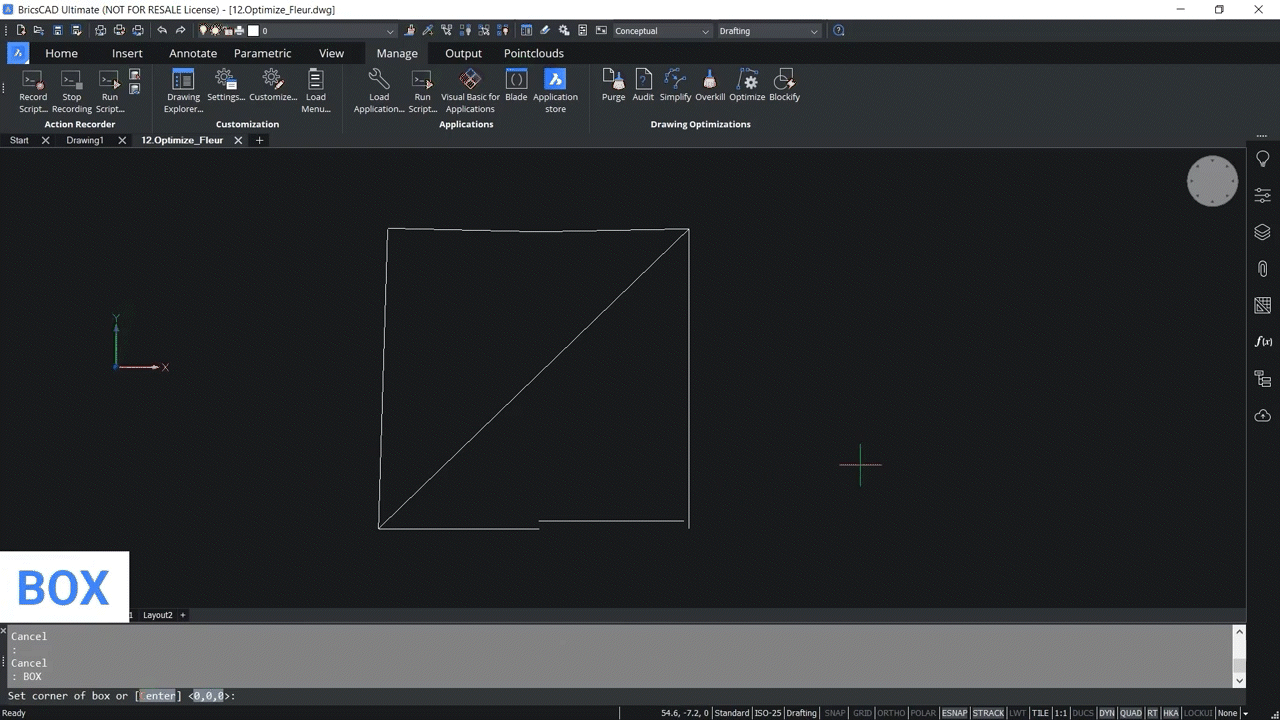 How to use OPTIMIZE 2D command in BricsCAD 3,13-3,20