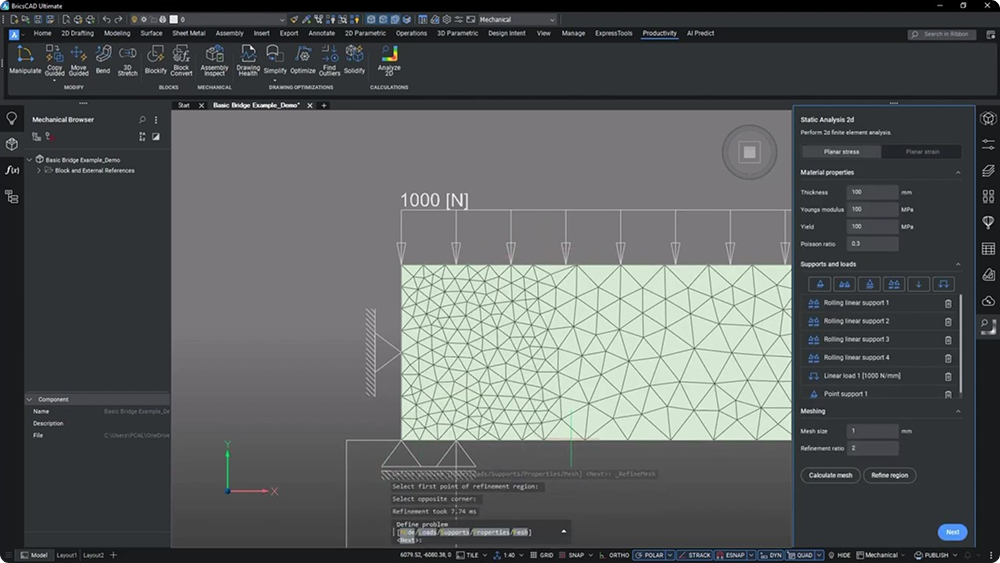 Control and refine mesh BricsCAD Mechanical