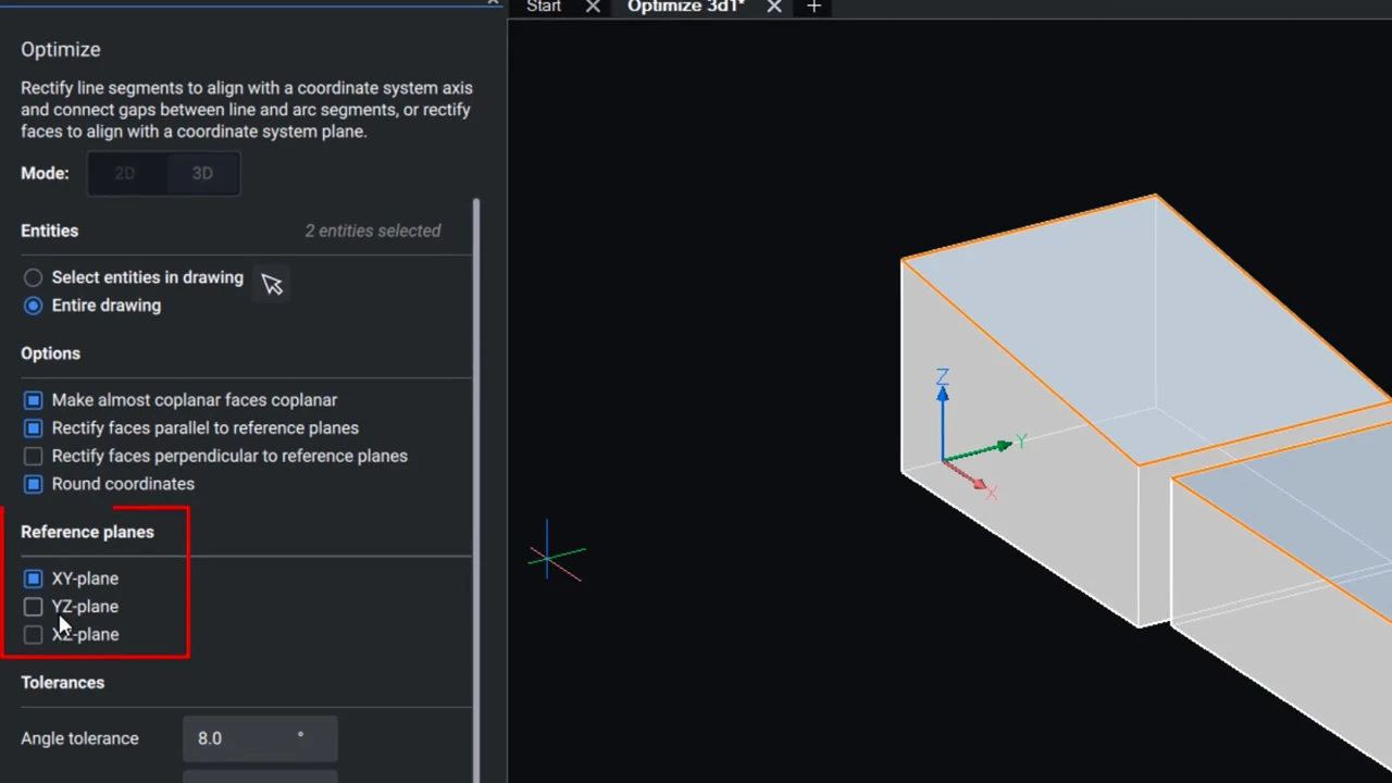 How to use OPTIMIZE 3D command in BricsCAD 2,12