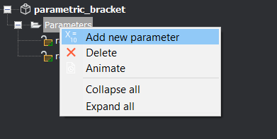 Use 2D Constraints and Parameters to Create a Bracket- 5 add new parameter