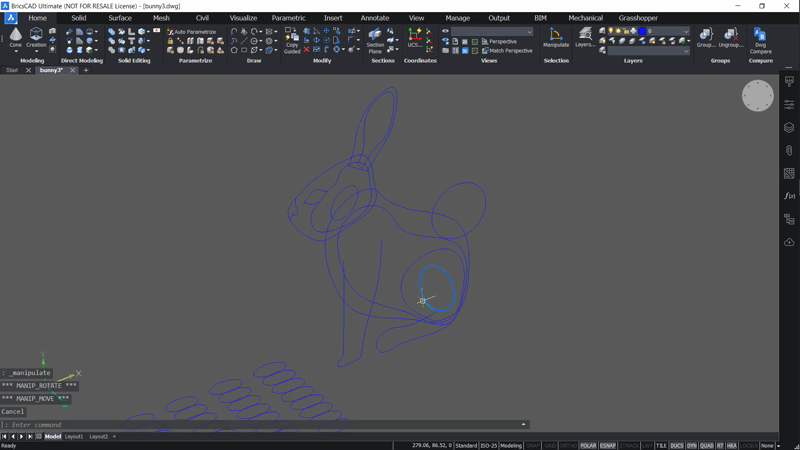 Use Complex, Curved Solids to Draw a 3D, Easter Bunny- manipulate