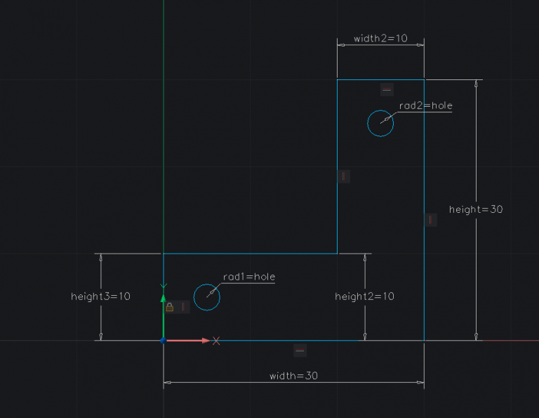 Use 2D Constraints and Parameters to Create a Bracket- a3 linar parameters-768x595