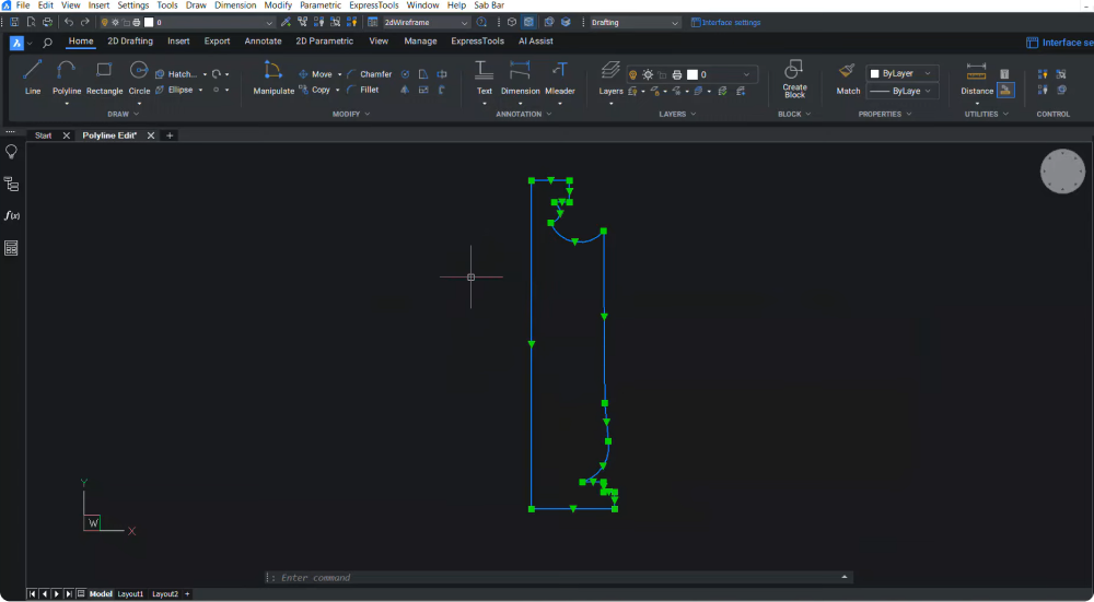 polyline grips