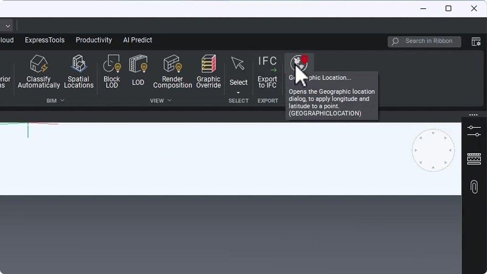 geolocation button BricsCAD BIM